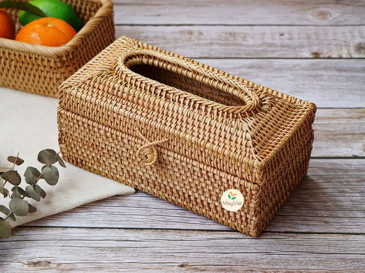 Rattan Rectangular Wicker Tissue Box Cover