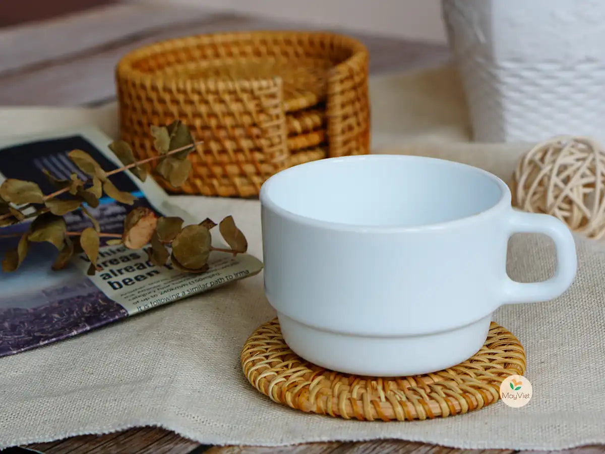 Rattan Wicker Coasters with Holder