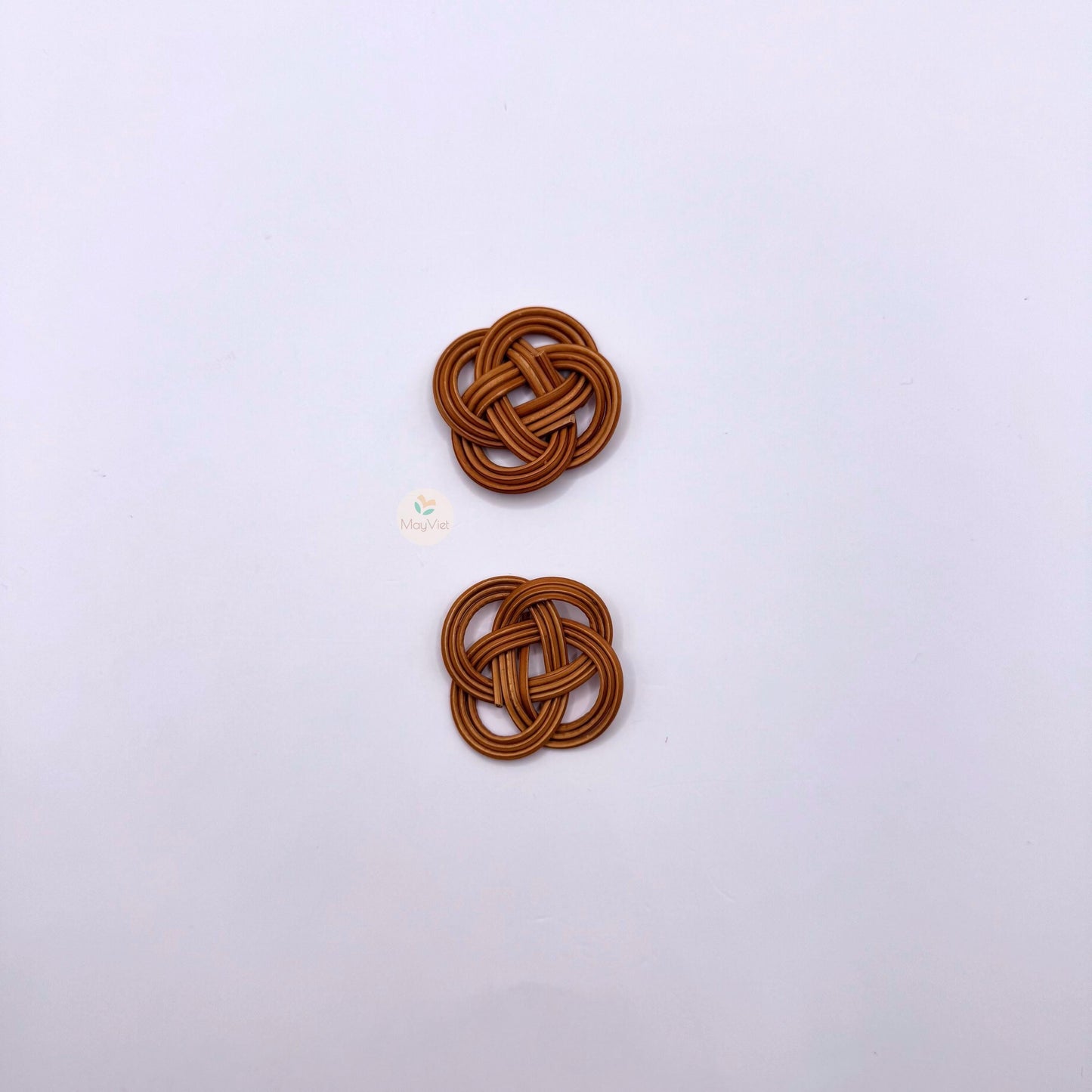 10 pcs Handwoven Natural Rattan Charms For Earrings Pendant, Boho Jewelry Brown Knotted Trivet