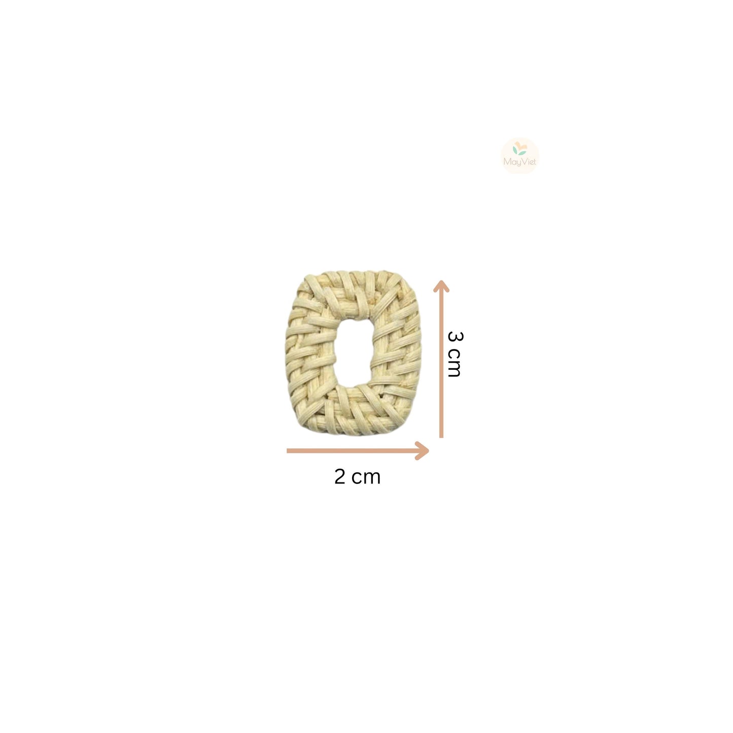 4 pcs Handwoven Natural Rattan Charms For Earrings Pendant, Boho Jewelry White Rectangle Shape