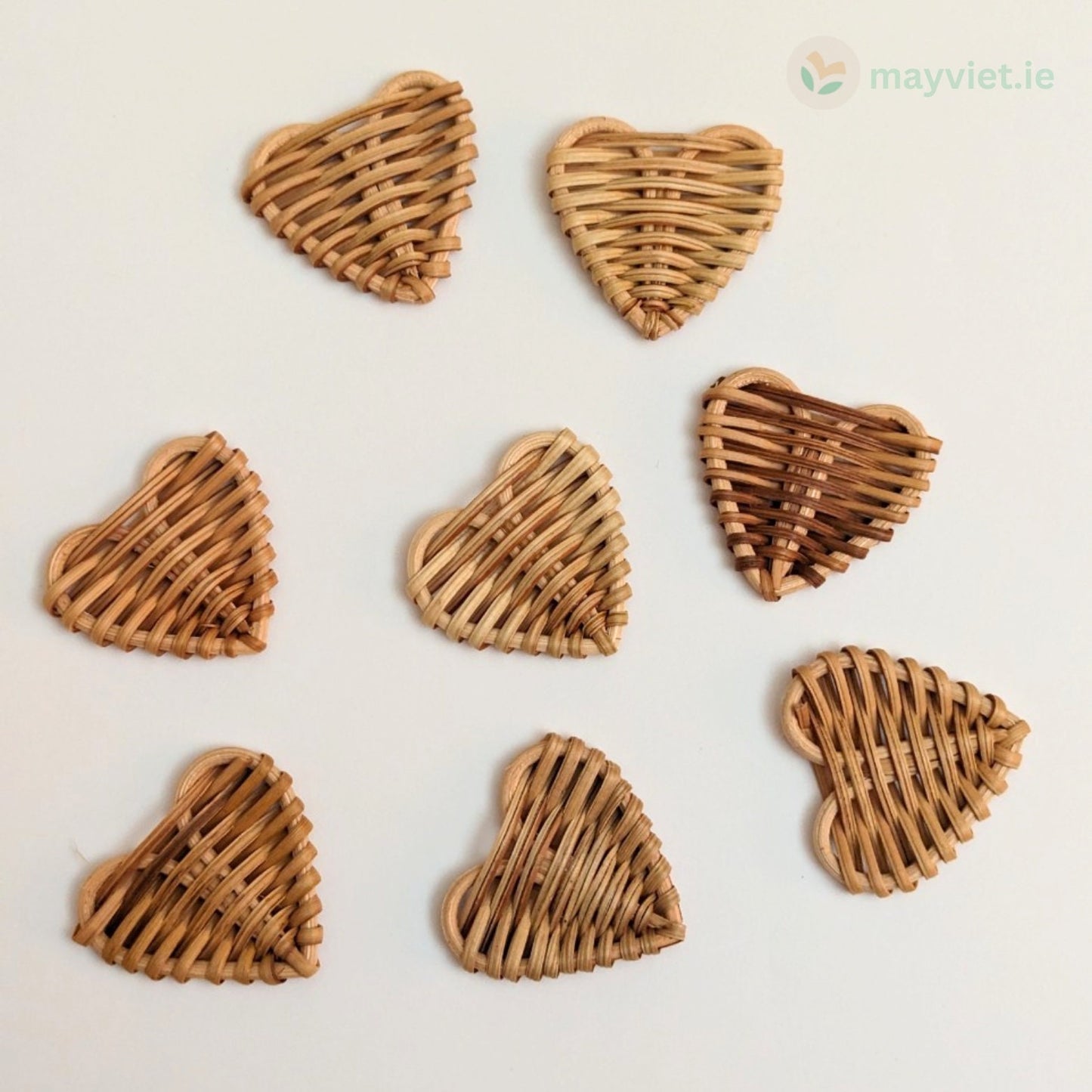 4 pcs Handwoven Natural Rattan Charms For Earrings, Boho Jewelry Heart Shape