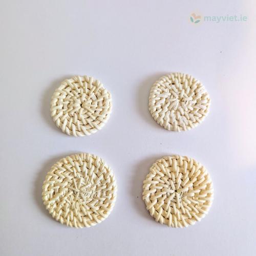 4 pcs Handwoven Natural Rattan Charms For Earrings, Boho Jewelry Making Round,Shape
