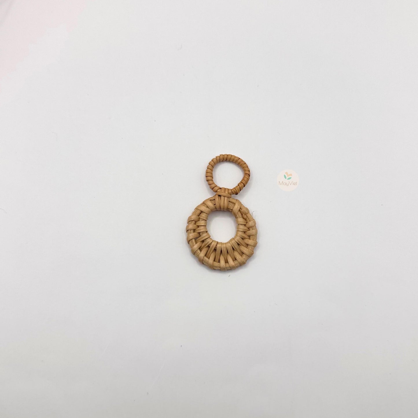 4 pcs Handwoven Natural Rattan Charms For Earrings Pendant, Boho Jewelry Brown Double Circle