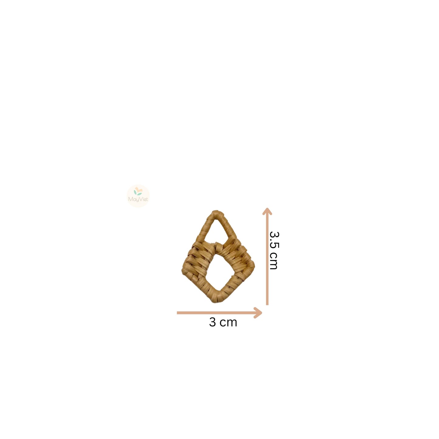 4 pcs Handwoven Natural Rattan Charms For Earrings Pendant, Boho Jewelry Brown Diamond Shape