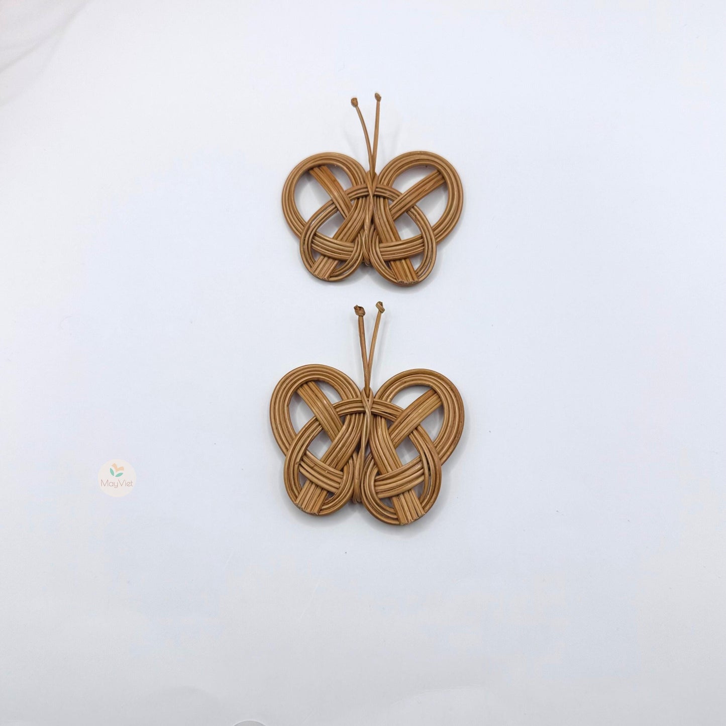 4 pcs Handwoven Natural Rattan Charms Boho Decor Brown Butterfly