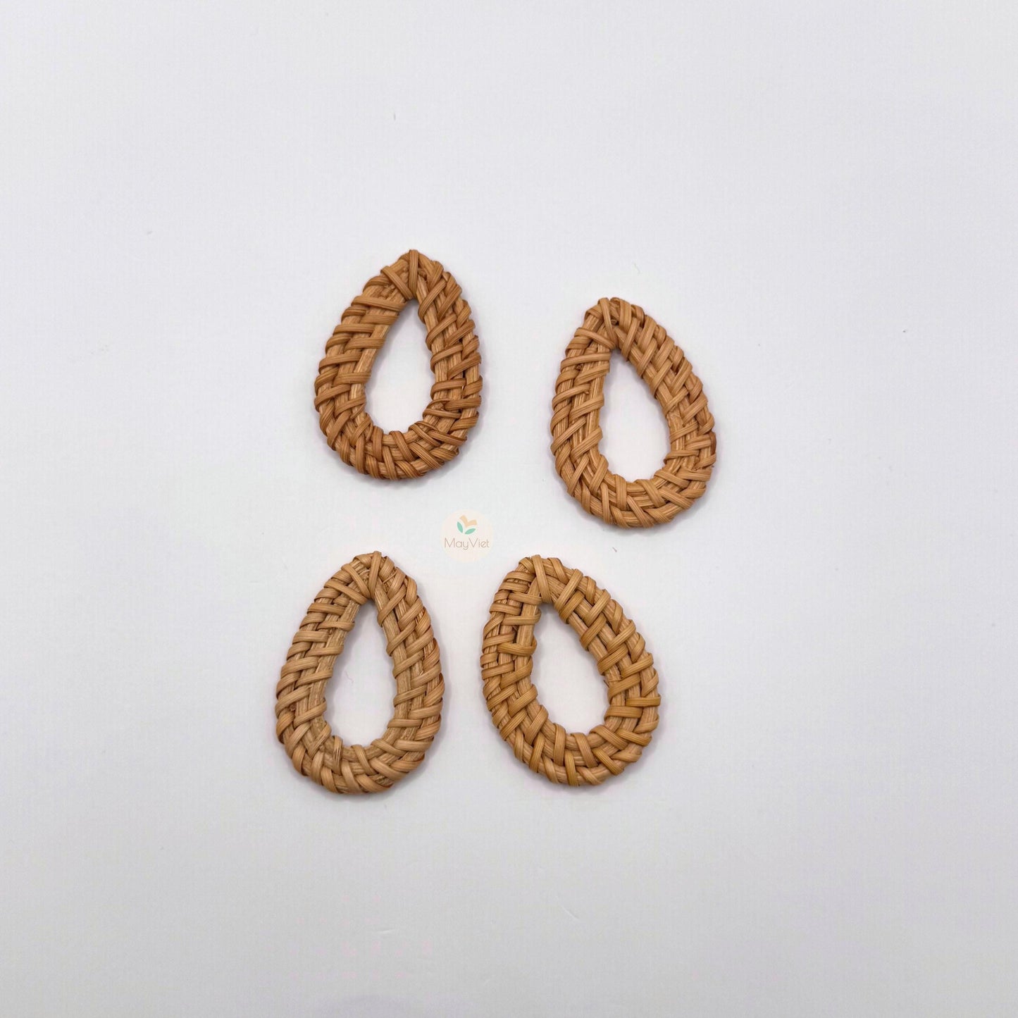 10 pcs Handwoven Natural Rattan Charms For Earrings Pendant, Boho Jewelry Brown Knotted Trivet