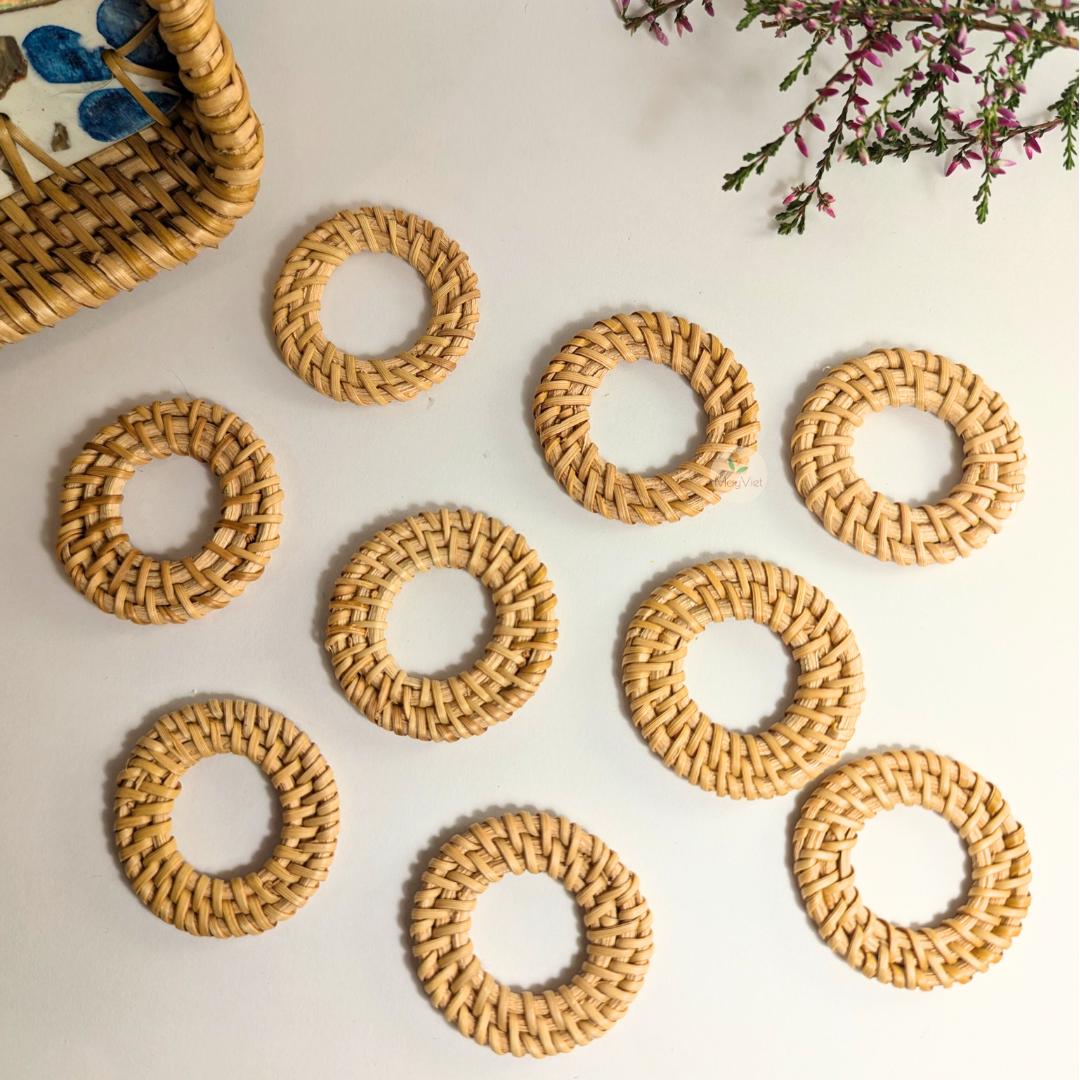 4 pcs Handwoven Natural Rattan Charms For Earrings, Boho Jewelry Triangle Shape