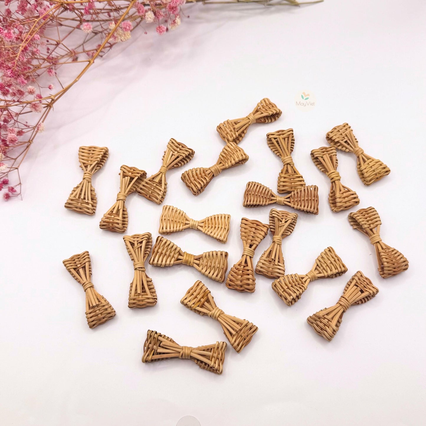 10+ pcs Handwoven Natural Rattan Charms For Earrings Pendant, Boho Jewelry Making Brown Diamond Shape