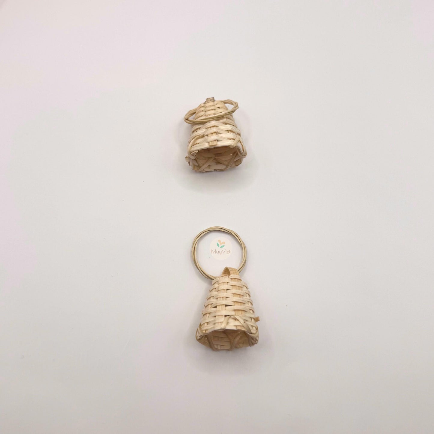 4 pcs Handwoven Natural Rattan Charms For Earrings Pendant, Boho Jewelry Brown Bell Shape