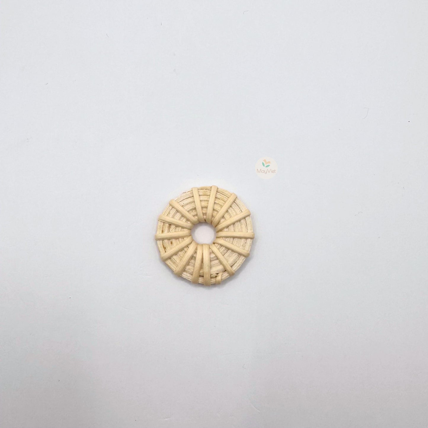 4 pcs Handwoven Natural Rattan Charms For Earrings Pendant, Boho Jewelry White Round Shape