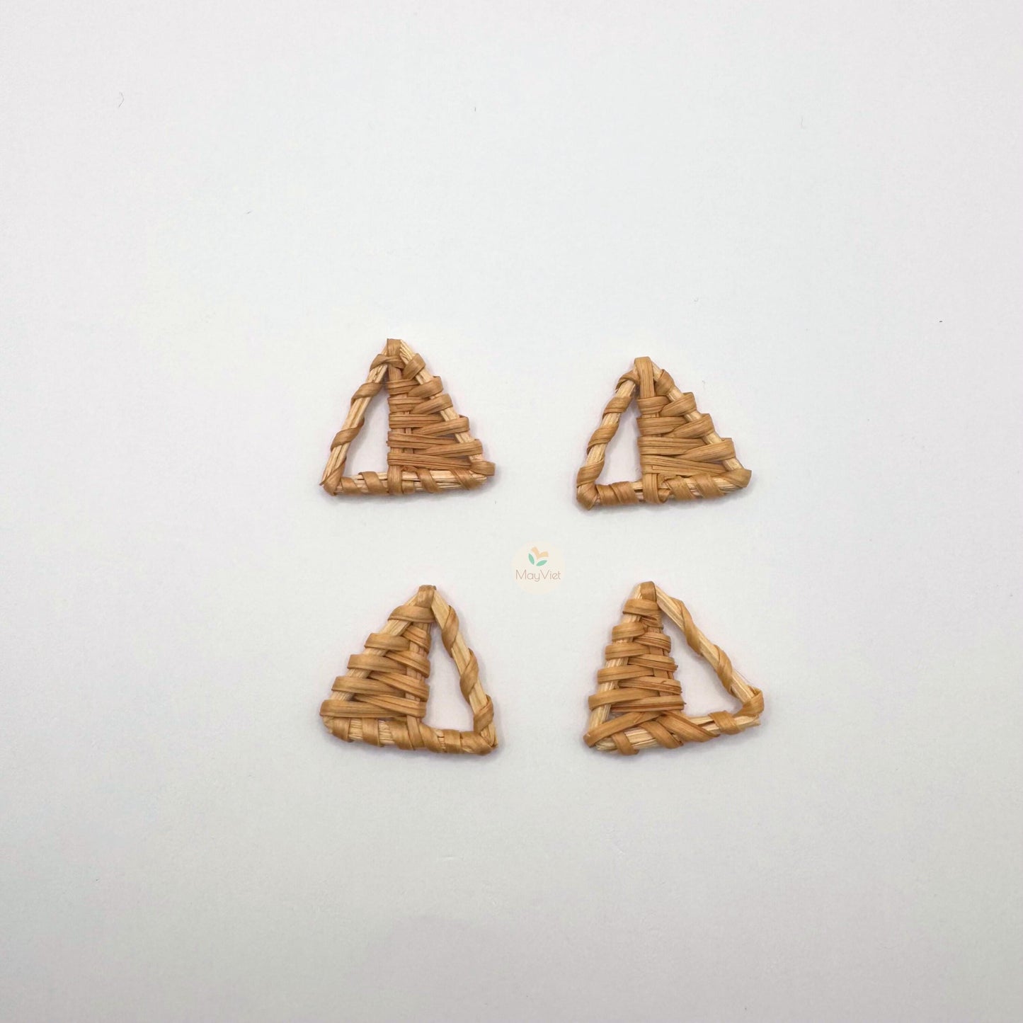 4 pcs Handwoven Natural Rattan Charms For Earrings Pendant, Boho Jewelry Half Triangle Shape