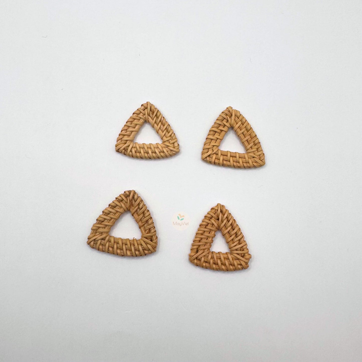 4 pcs Handwoven Natural Rattan Charms For Earrings Pendant, Boho Jewelry Triangle Shape