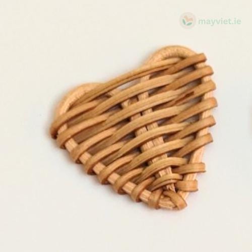 4 pcs Handwoven Natural Rattan Charms For Earrings, Boho Jewelry Heart Shape