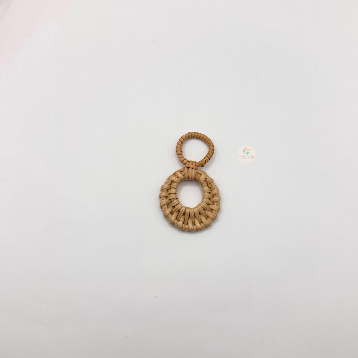 10+ pcs Handwoven Natural Rattan Charms For Earrings Pendant, Boho Jewelry Making Brown Double Circle