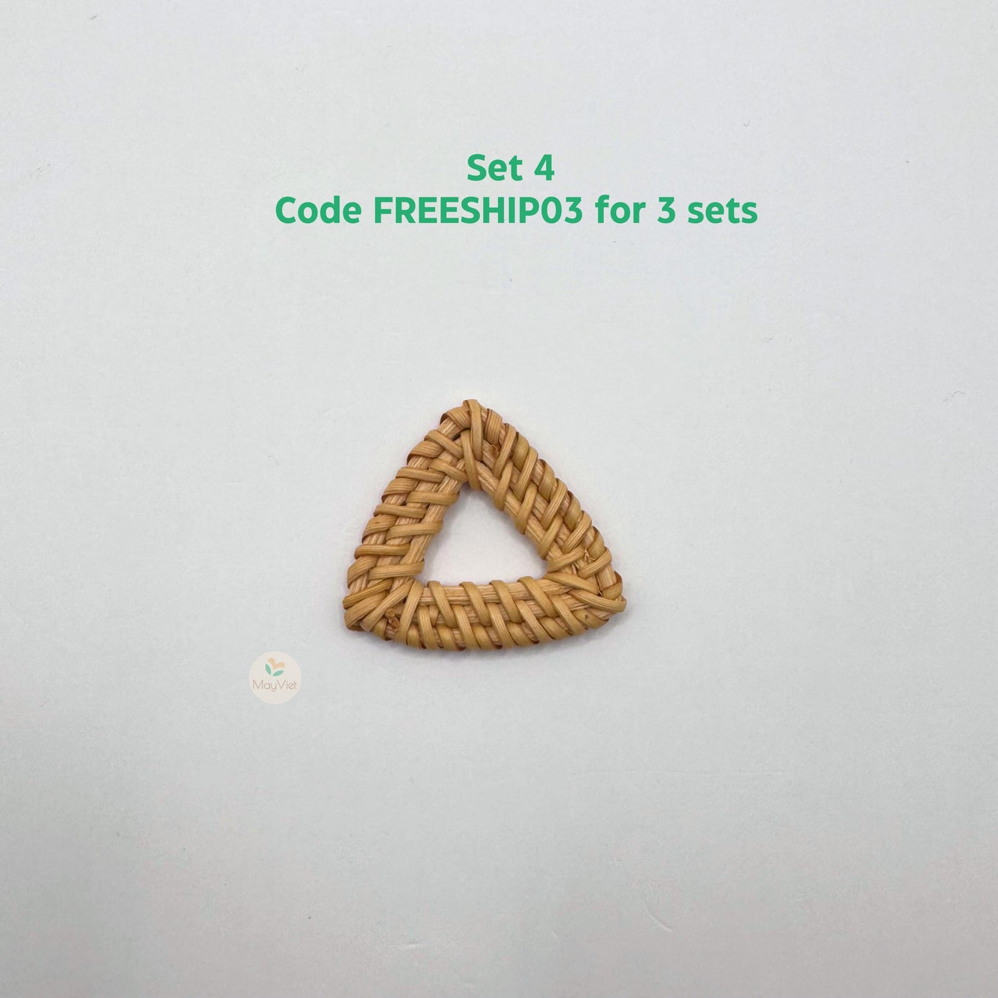4 pcs Handwoven Natural Rattan Charms For Earrings Pendant, Boho Jewelry Triangle Shape