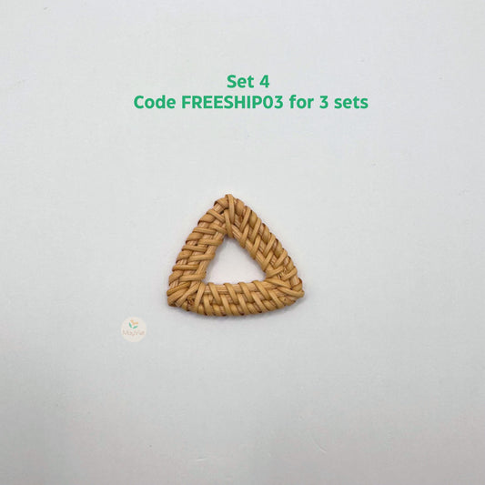 4 pcs Handwoven Natural Rattan Charms For Earrings Pendant, Boho Jewelry Triangle Shape