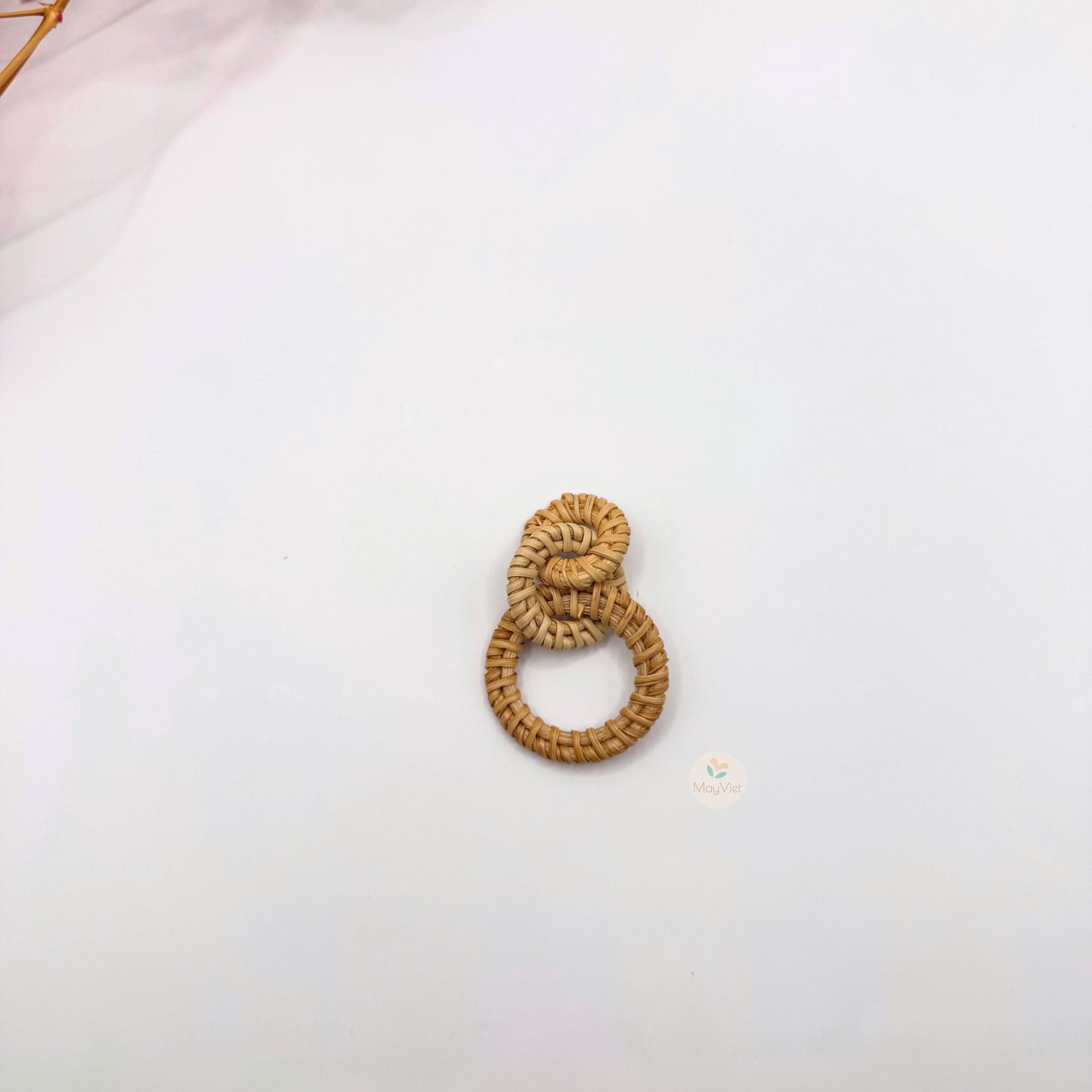 4 pcs Handwoven Natural Rattan Charms For Earrings Pendant, Boho Jewelry 3 Circles