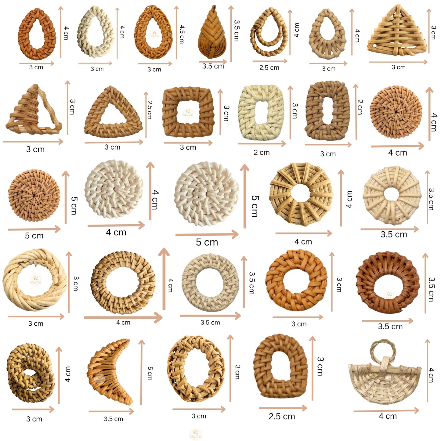 Rattan Charms For Earrings, Boho Jewelry