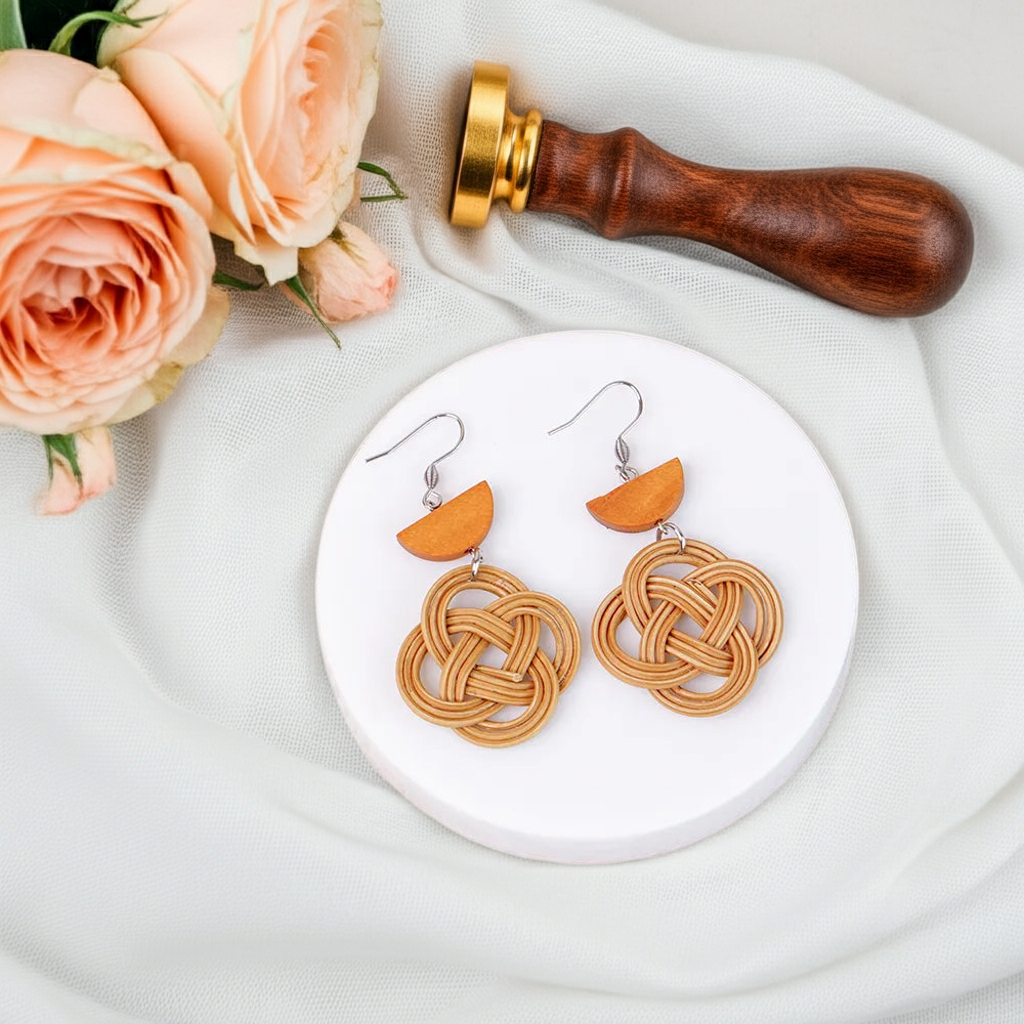 Rattan Wicker Earrings Charms_ ER-06